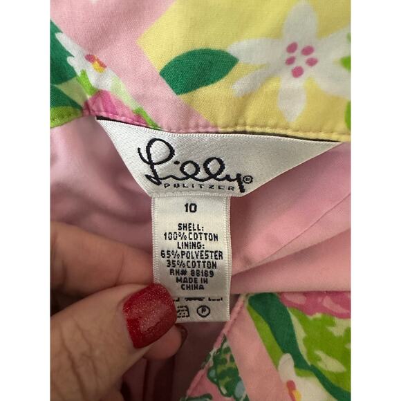 Vtg Lilly Pulitzer Patchwork Skirt 10 M Heart Pocket Tropical - Picture 5 of 8